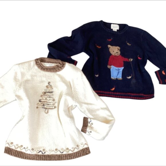 Bundle of 2 VTG Christopher & Banks Crew Neck Sweaters Sz S #329B - Picture 1 of 16